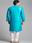 turquoise tussar cotton fitted long kurta