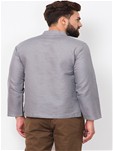 grey linen cotton rollup sleeves super short kurta