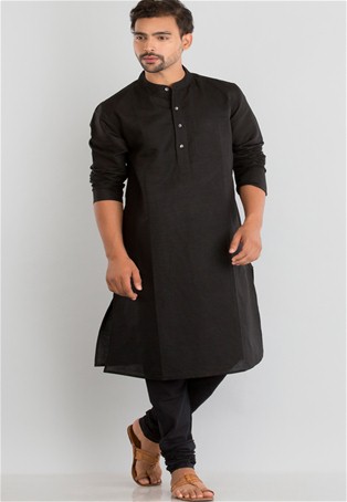 black cotton fitted long kurta