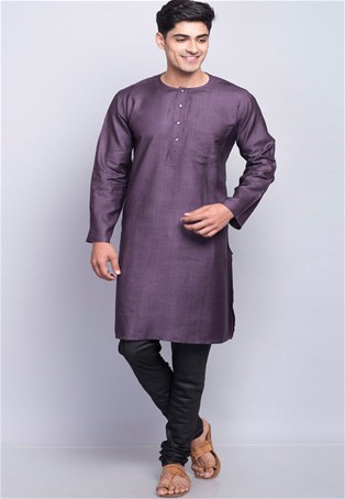 purple tussar cotton neps fitted long kurta