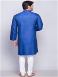 blue tussar cotton plain long kurta