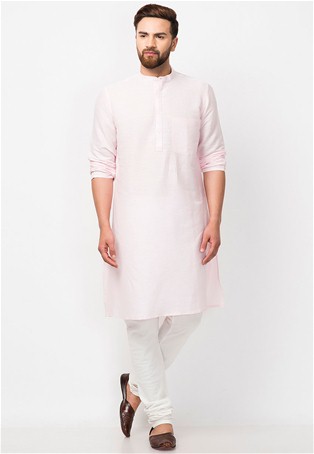 off-white linen cotton full sleeves long kurta