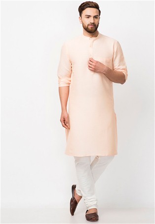 light cream linen cotton full sleeves long kurta
