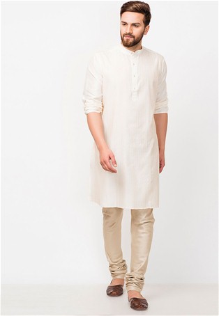 off-white cotton tussar long kurta
