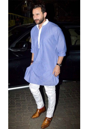 saif ali khan in light blue casual kurta
