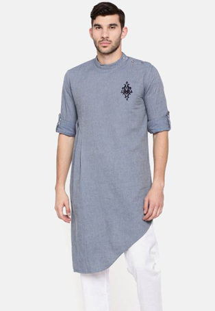 light grey cotton designer kurta