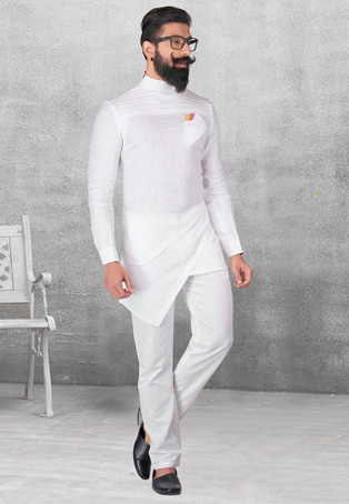 white silk designer kurta