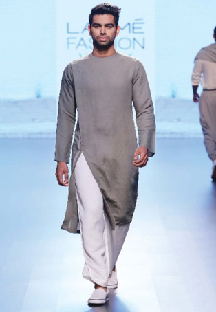 grey cotton silk designer kurta