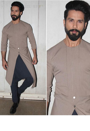 shahid kapoor in light grey designer kurta