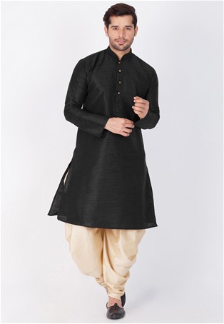 readymade kurta with dhoti style pajama in Black