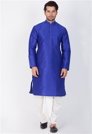 readymade kurta with dhoti style pajama in Blue