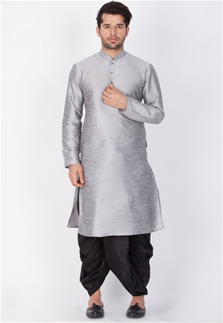readymade kurta with dhoti style pajama in grey