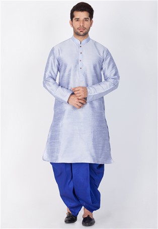 readymade kurta with dhoti style pajama in light blue