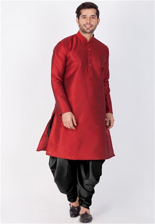 readymade kurta with dhoti style pajama in maroon