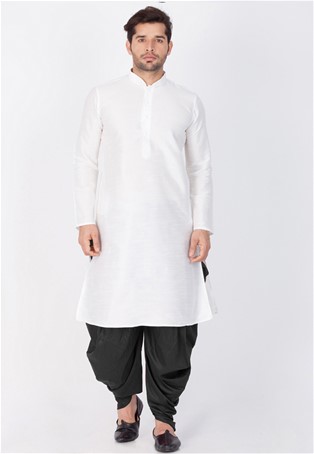 readymade kurta with dhoti style pajama in White