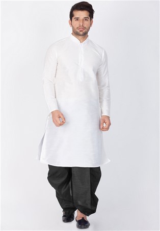 readymade kurta with dhoti style pajama in white