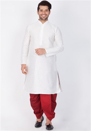 readymade kurta with dhoti style pajama in White