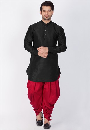 readymade kurta with dhoti style pajama in black