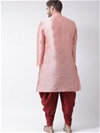 pink dupion silk angrakha style kurta with dhoti style