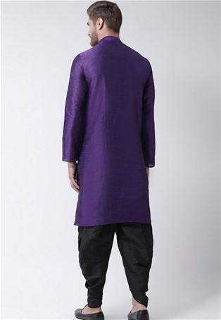 purple dupion silk angrakha style kurta with dhoti style