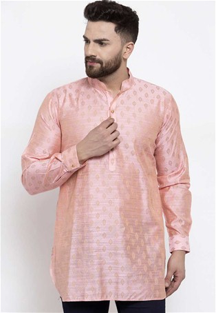 light pink bhagalpuri silk short kurta