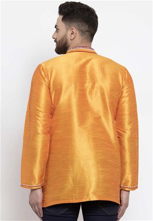 orange dupion silk short kurta