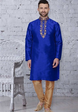 royal blue long kurta churidar pajama