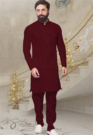 maroon banarasi dhupion silk traditional kurta pajama
