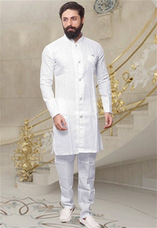 white banarasi dhupion silk traditional kurta pajama