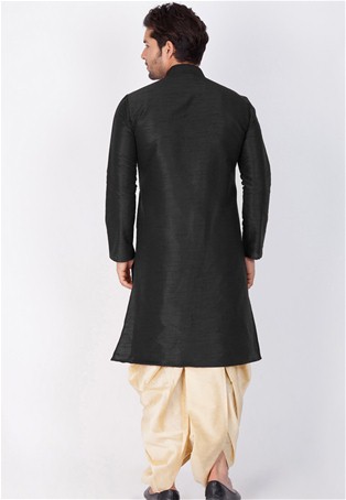 black banarasi dhupion silk kurta with dhoti