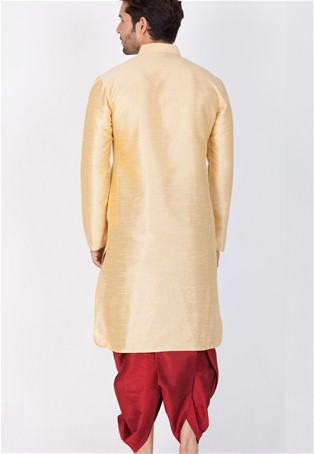 gold banarasi dhupion silk kurta with dhoti