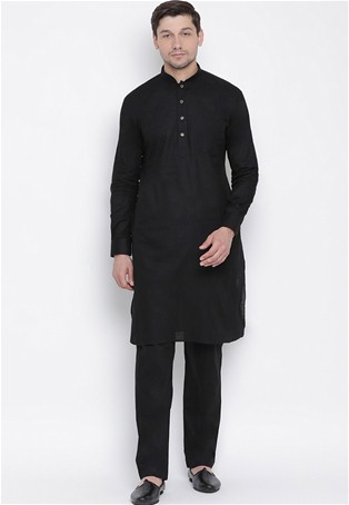black banarasi dhupion silk kurta with dhoti