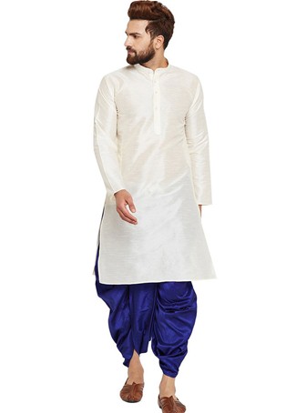 white banarasi dhupion silk kurta with dhoti