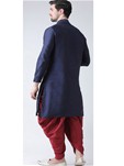 navy blue banarasi dhupion silk kurta with dhoti