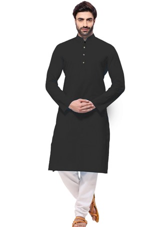 black cotton plain kurta pajama