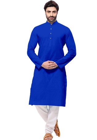 royal blue cotton plain kurta pajama