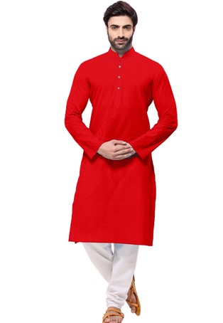 red cotton plain kurta pajama