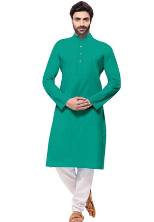green cotton plain kurta pajama