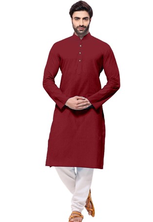 brown cotton plain kurta pajama