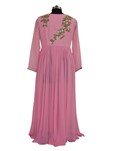 readymade pink georgette and crepe straight cut suit