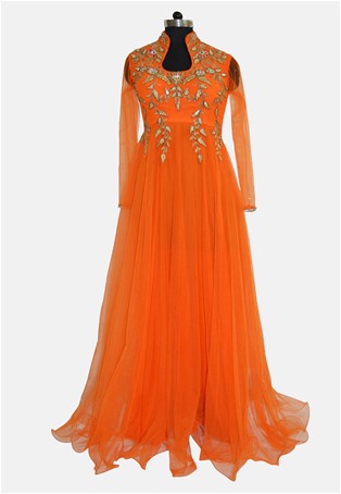 readymade orange net gown