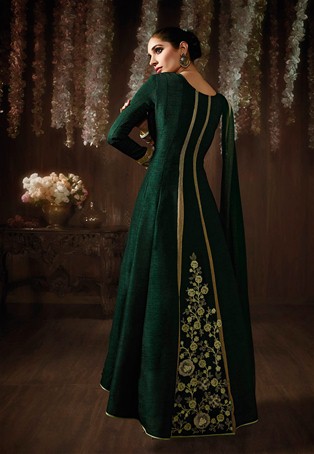 bottle green silk suit