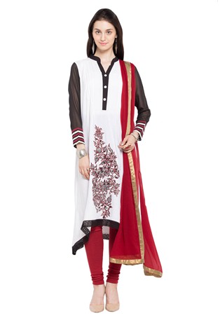 plus size readymade cotton straight suit in white