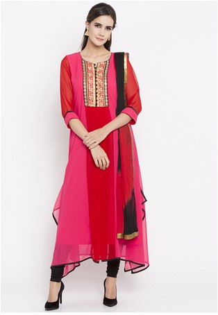readymade plus size anarkali suit in Pink