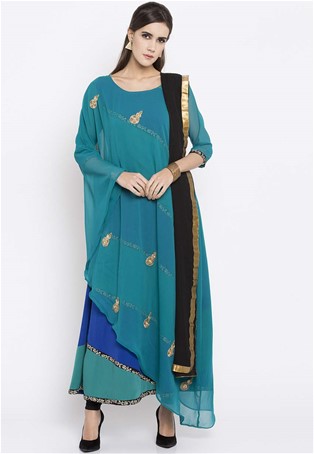 readymade plus size anarkali suit in Turqoise Blue