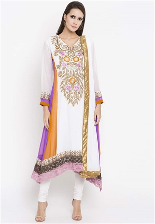 readymade plus size anarkali suit in Off-White