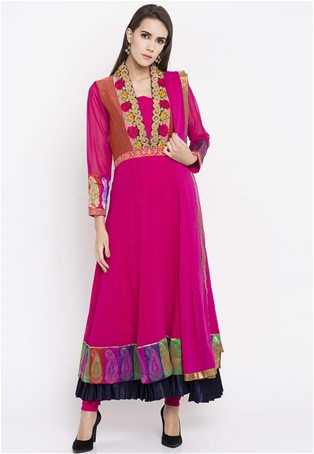 readymade plus size anarkali suit in pink