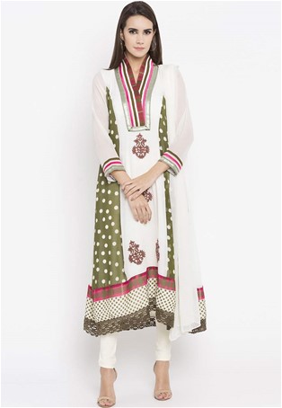 readymade plus size anarkali suit in off-white