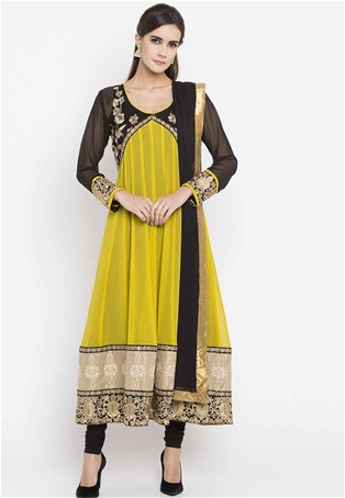 readymade plus size anarkali suit in yellow