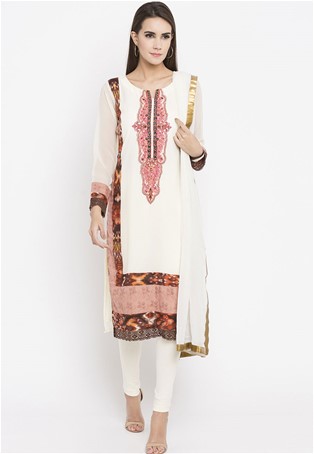 readymade plus size anarkali suit in Off-White